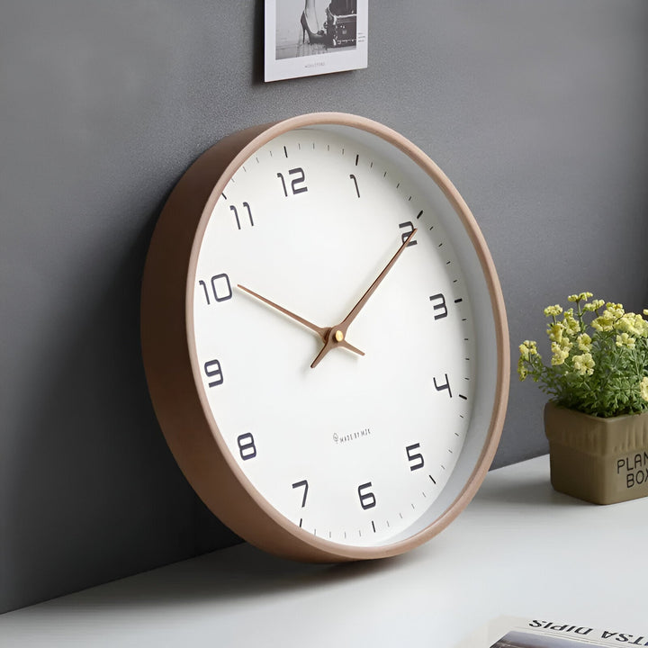 Luvikno | Skandinavisk Treveggklokke Minimalistisk Design for Stue, Kontor og Kjøkken