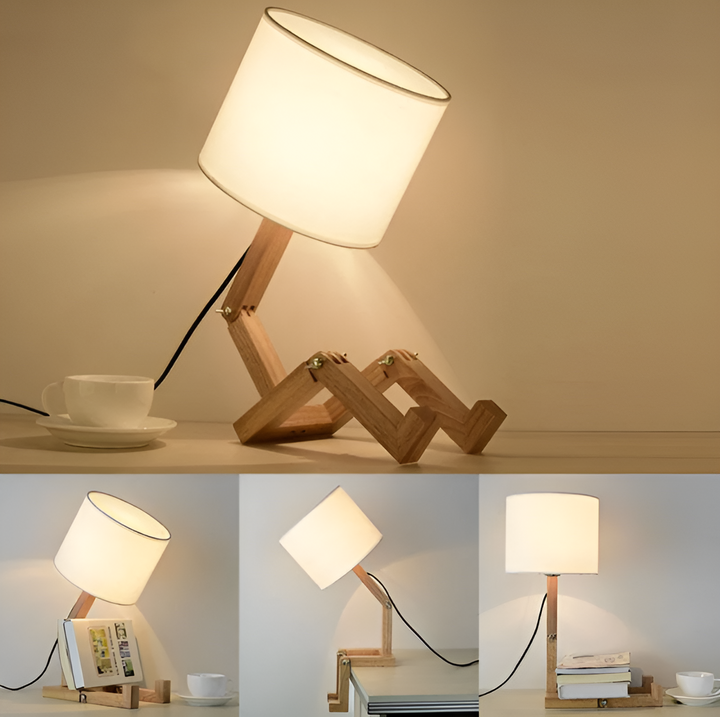 Fleksibel Robot Skrivebord Lampe Laget av Massivt Tre – LumoBot | Luvikno