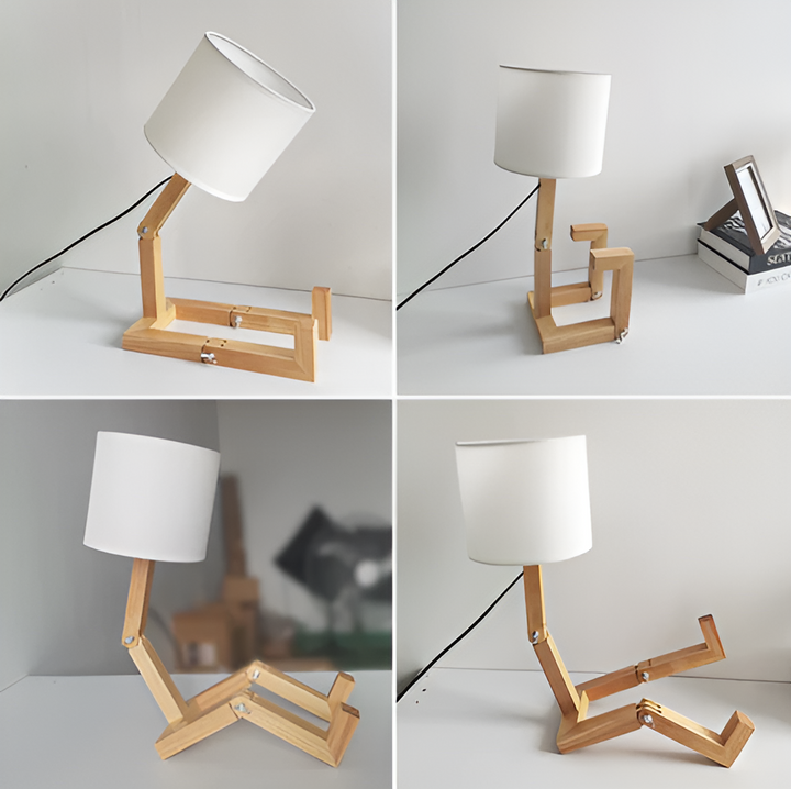 Fleksibel Robot Skrivebord Lampe Laget av Massivt Tre – LumoBot | Luvikno