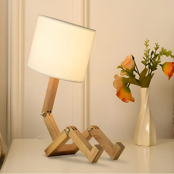 Fleksibel Robot Skrivebord Lampe Laget av Massivt Tre – LumoBot | Luvikno