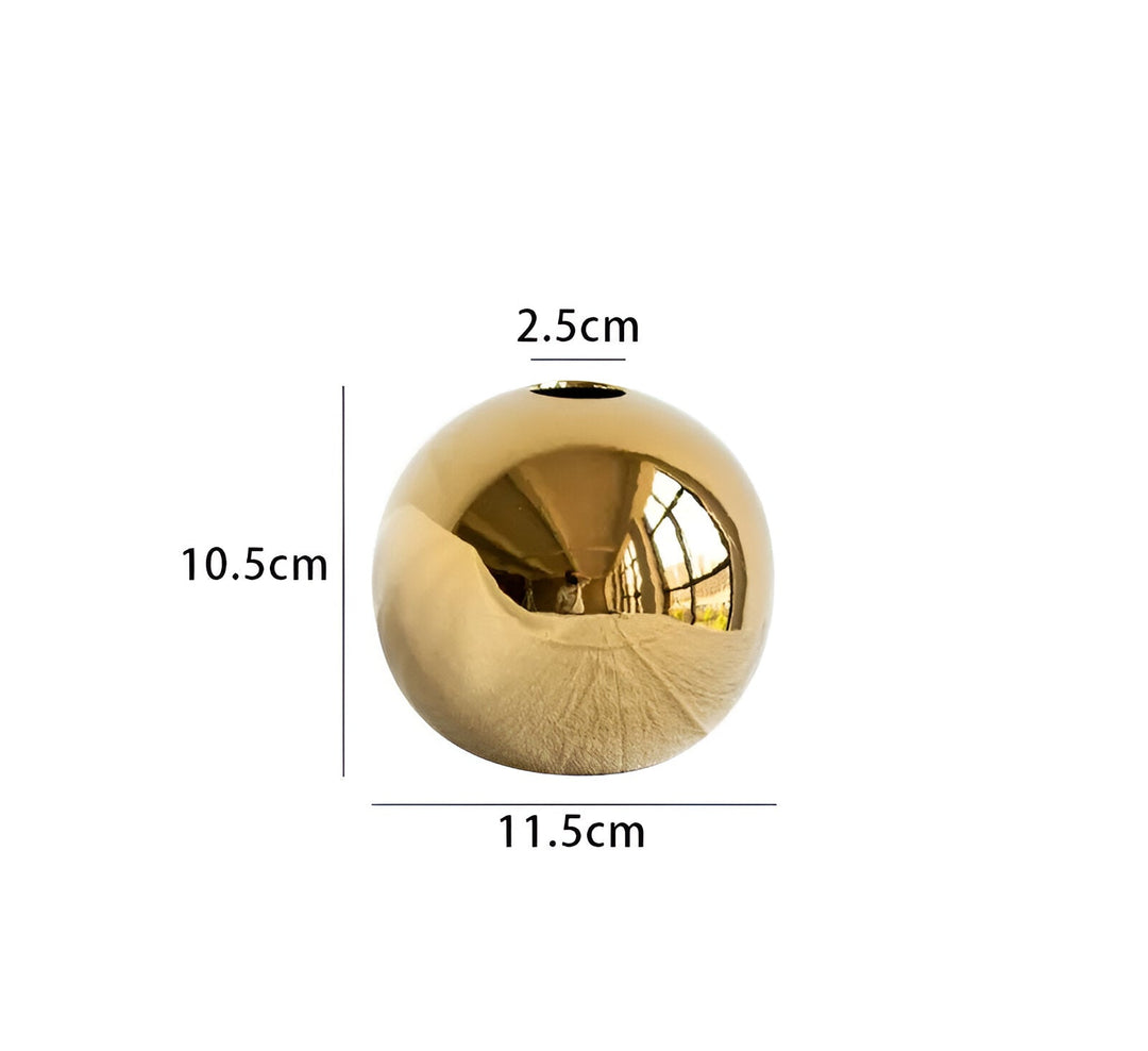 Luvikno | Keramikk vase Aurelia Gold | Rund form med glanset finish | Tidløst elegant & allsidig | For blomster & dekor