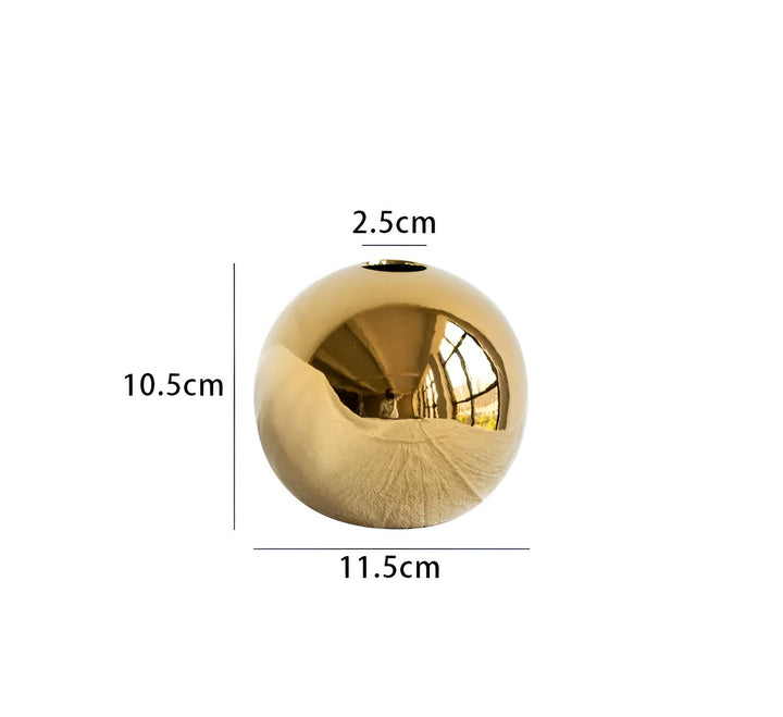 Luvikno | Keramikk vase Aurelia Gold | Rund form med glanset finish | Tidløst elegant & allsidig | For blomster & dekor