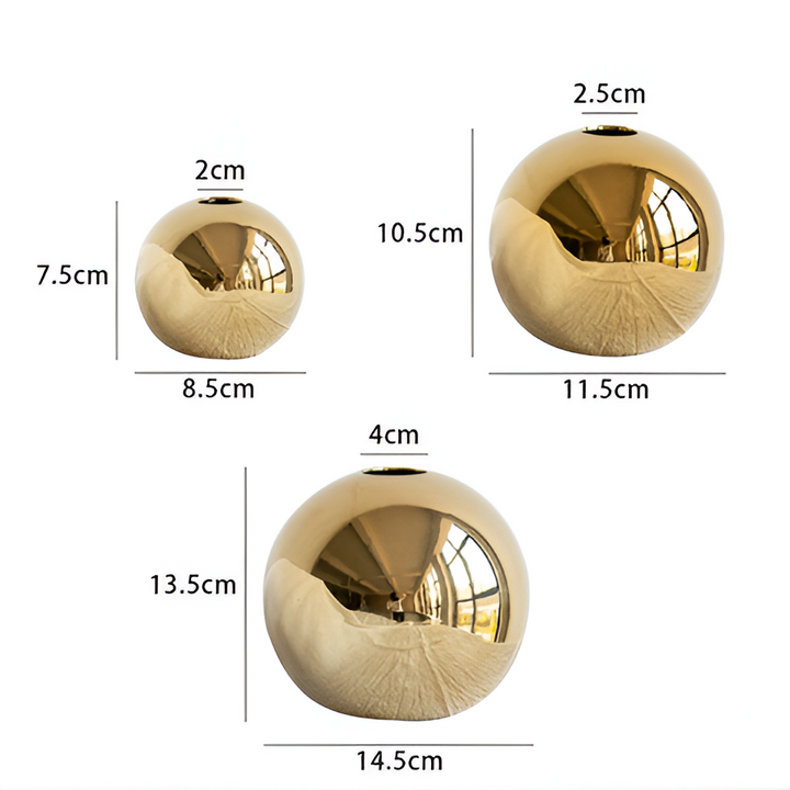 Luvikno | Keramikk vase Aurelia Gold | Rund form med glanset finish | Tidløst elegant & allsidig | For blomster & dekor