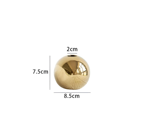 Luvikno | Keramikk vase Aurelia Gold | Rund form med glanset finish | Tidløst elegant & allsidig | For blomster & dekor