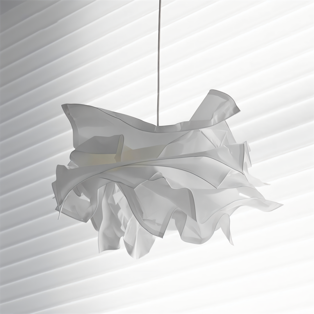 ShadeGlow Justerbar Pendellampe med Skulpturert Papirskjerm Design Luvikno
