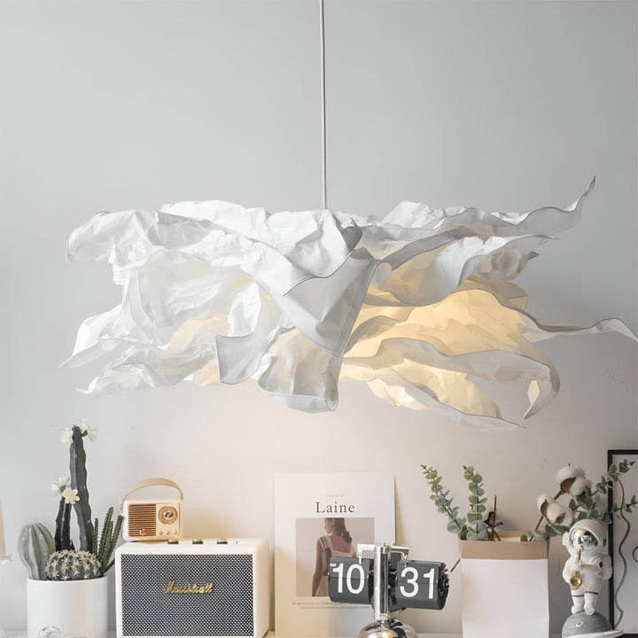 ShadeGlow Justerbar Pendellampe med Skulpturert Papirskjerm Design Luvikno