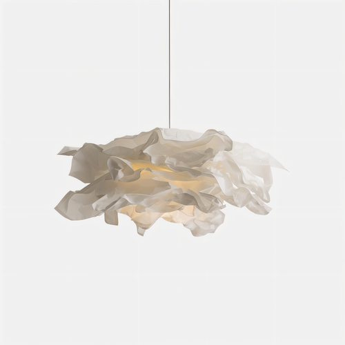 ShadeGlow Justerbar Pendellampe med Skulpturert Papirskjerm Design Luvikno