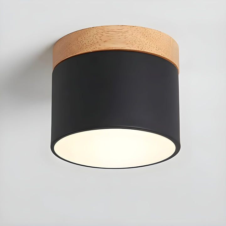 LED Taklampe i Sylinder Form – Varmt Lys i Vintage Industrielt Design | Med Dekorativt Tre Detalj | Luvikno
