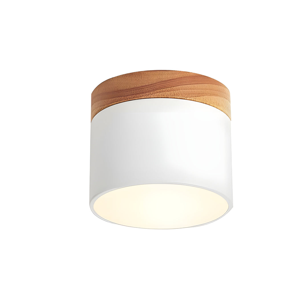 LED Taklampe i Sylinder Form – Varmt Lys i Vintage Industrielt Design | Med Dekorativt Tre Detalj | Luvikno