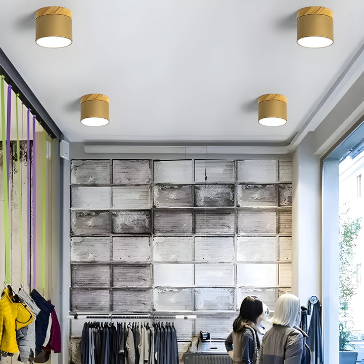LED Taklampe i Sylinder Form – Varmt Lys i Vintage Industrielt Design | Med Dekorativt Tre Detalj | Luvikno