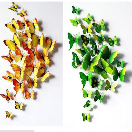 Butterfly 3D Veggklistremerker - 12 Stykker | Luvikno