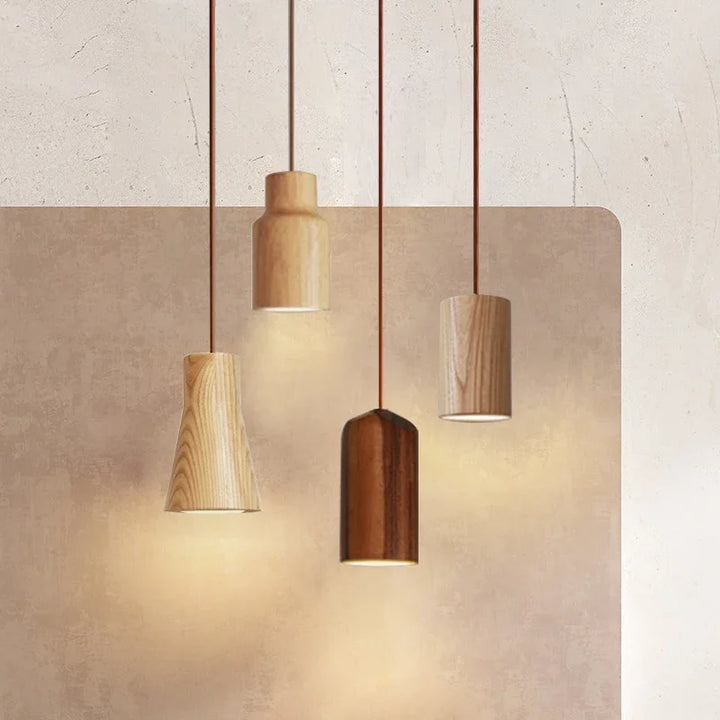 Skandinavisk Tre Pendellampe – Minimalistisk Design for Stue og Soverom | Naturlig Trelook | Luvikno