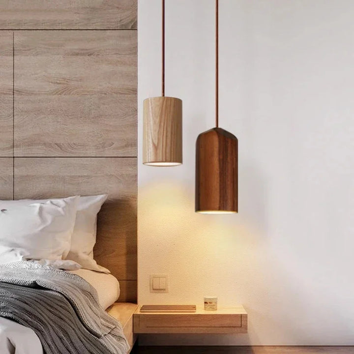Skandinavisk Tre Pendellampe – Minimalistisk Design for Stue og Soverom | Naturlig Trelook | Luvikno