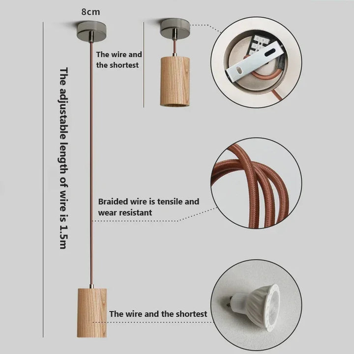 Skandinavisk Tre Pendellampe – Minimalistisk Design for Stue og Soverom | Naturlig Trelook | Luvikno