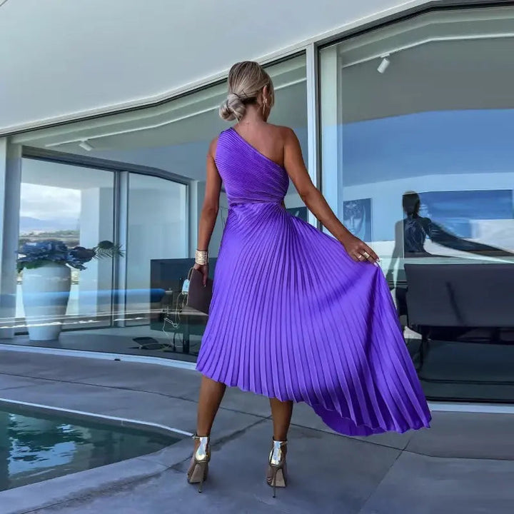 Luvik | Pleated One-Shoulder Dress