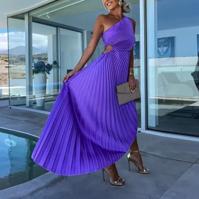 Luvik | Pleated One-Shoulder Dress