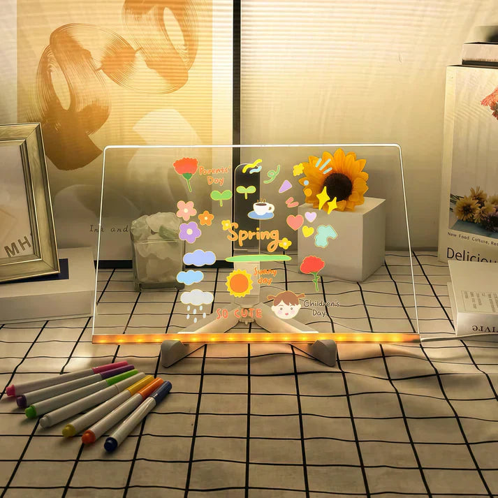 Luvikno | IllumiWrite LED Skiltbrett – Gjenbrukbart Lysbrett for Kreative Sinn