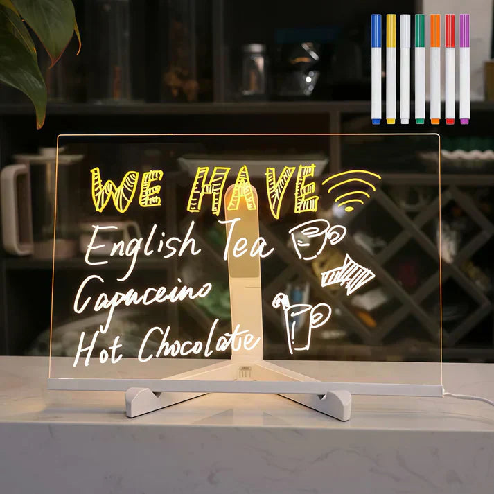 Luvikno | IllumiWrite LED Skiltbrett – Gjenbrukbart Lysbrett for Kreative Sinn