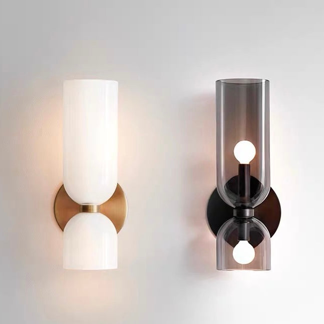 Glassvegglys med dobbel lampe_design Luvikno