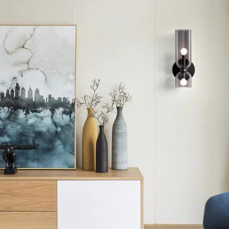 Glassvegglys med dobbel lampe_design Luvikno
