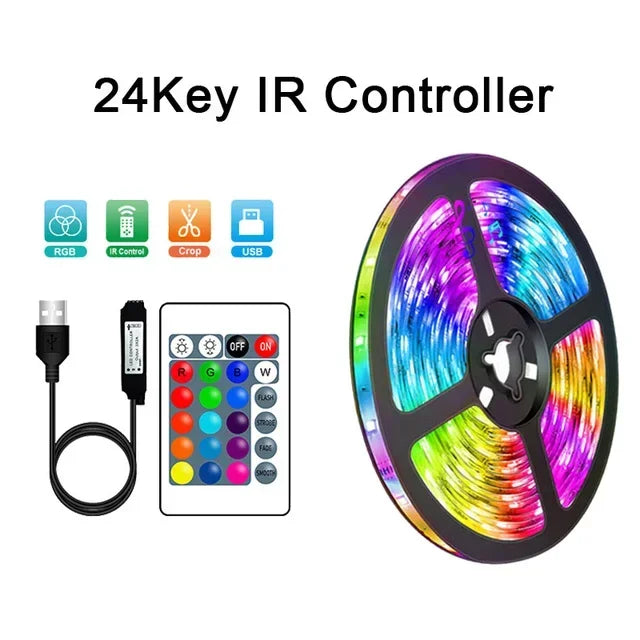 USB LED STRIPE MED FARGEMINE - RGB LYS TIL ROMDEKORASJON & TV BELYSNING | Luvikno