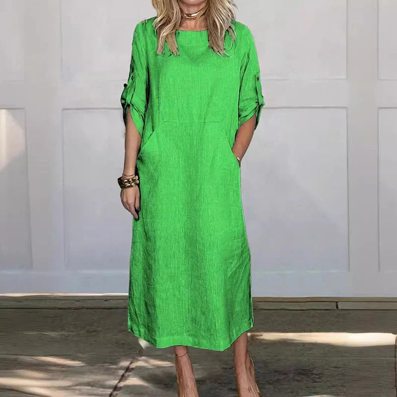 Luvik | Locker Fit Yksivärinen Pellavamekko naisille