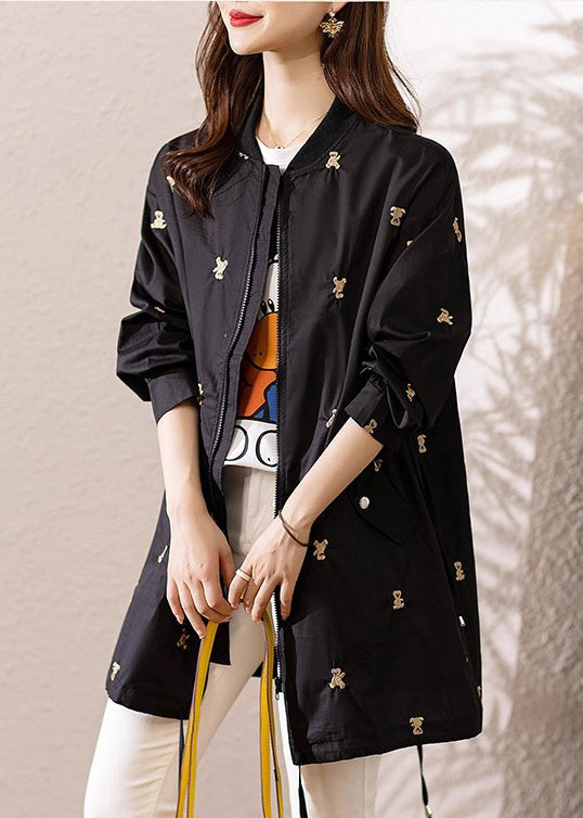 Luvik | Svart spandex-jakker brodert snor