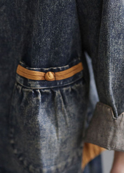 Luvik | Sininen korkea kauluksellinen denim-takki nappikiinnityksellä