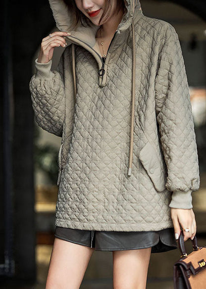 Luvik | Sukatakkia suklaanvärinen hupulla, jossa on naru ja hieno puuvillavetoketju, talvikäyttöön tarkoitetut vuorattuja takkeja