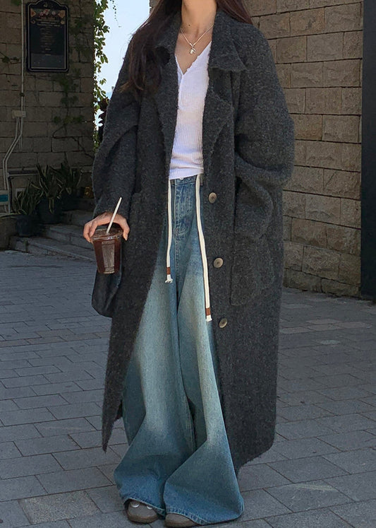 Luvik | Tummanharmaat villatakki verkkotaskuilla