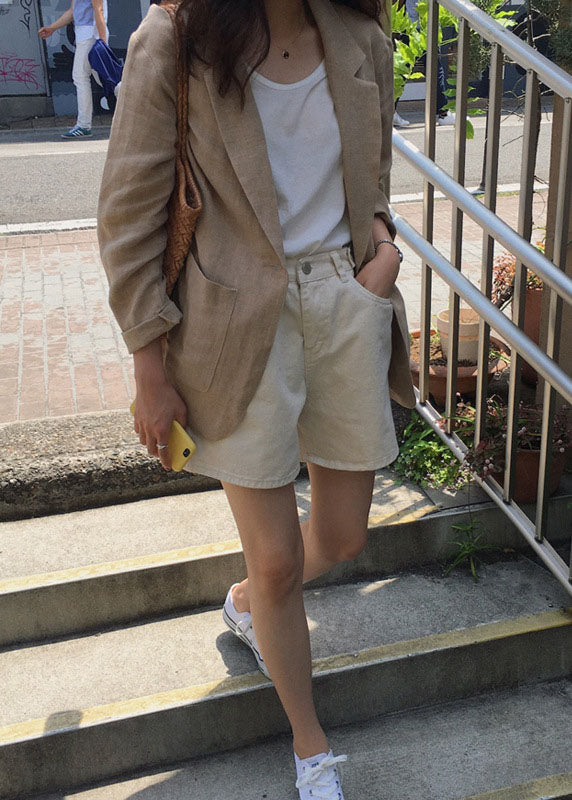 Luvik | Kaksi Peter Pan Kaulus Tasku Pellava Takki