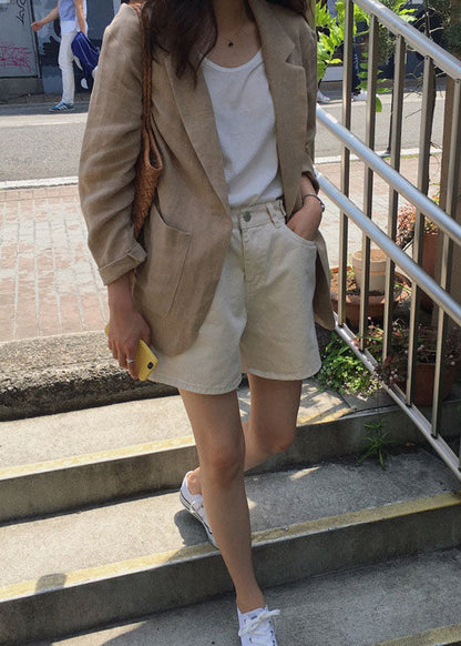 Luvik | Kaksi Peter Pan Kaulus Tasku Pellava Takki