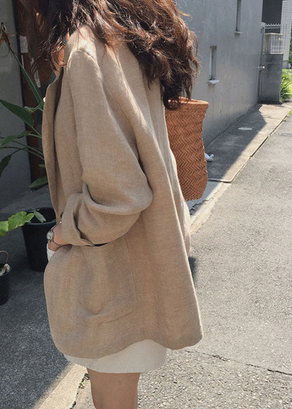 Luvik | Kaksi Peter Pan Kaulus Tasku Pellava Takki