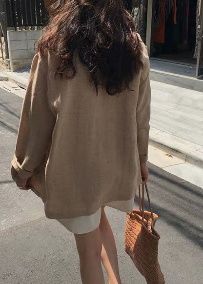 Luvik | Kaksi Peter Pan Kaulus Tasku Pellava Takki