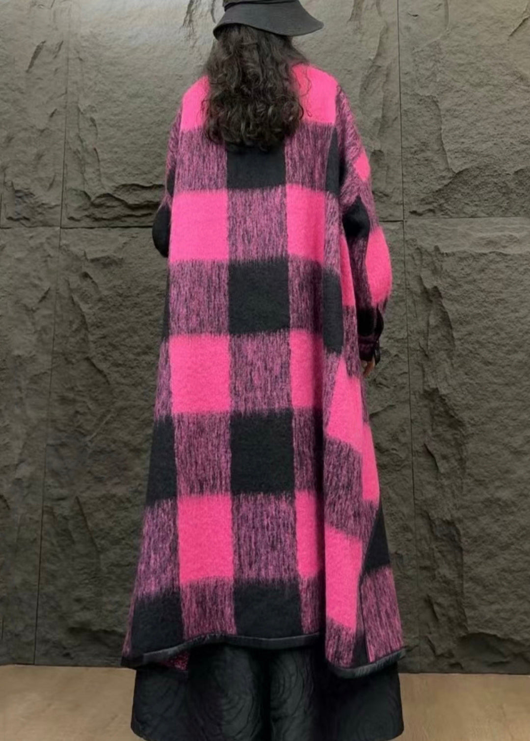 Luvik | Rose Rutete Ullveske Langjakke Vinter