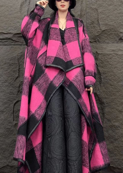 Luvik | Rose Ruudullinen Villakassi Pitkätakki Talvi