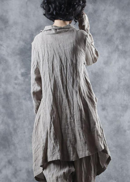 Luvik | nude Lin sininen Käänteinen puuvillapusero pitkähihainen takki