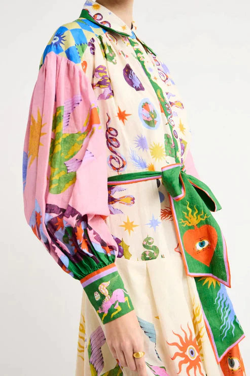 Luvik | pitkä vintage-tyylinen mekko, jossa on printti