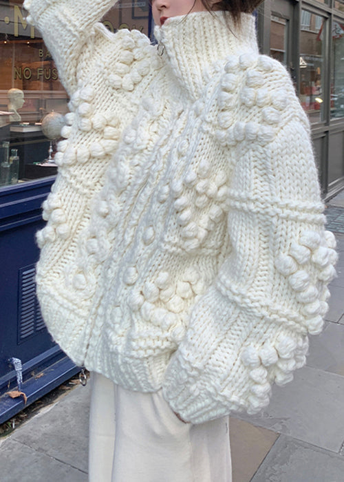 Luvik | Beige zippered comfortable cotton knits