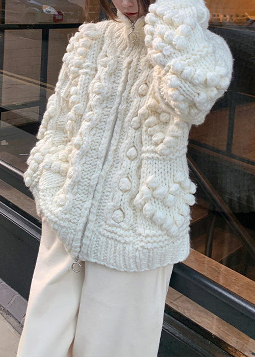 Luvik | Beige zippered comfortable cotton knits