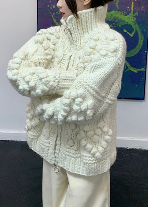 Luvik | Beige zippered comfortable cotton knits