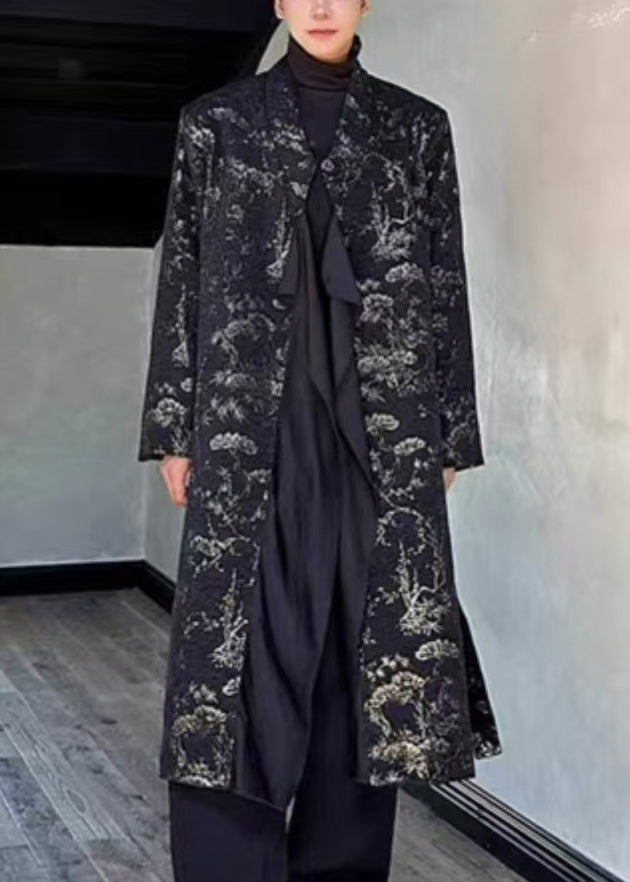 Luvik | Pitkät takit miehille avonaisilla sivuilla mustat