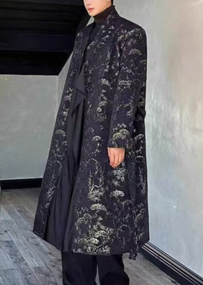 Luvik | Pitkät takit miehille avonaisilla sivuilla mustat