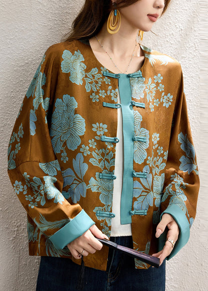 Luvik | Kiinalainen ruskea silkki-patchwork-takki