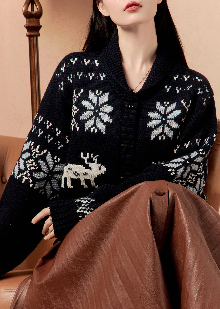 Luvik | Mukava tummansininen neuletakki nappikiinnityksellä talveksi