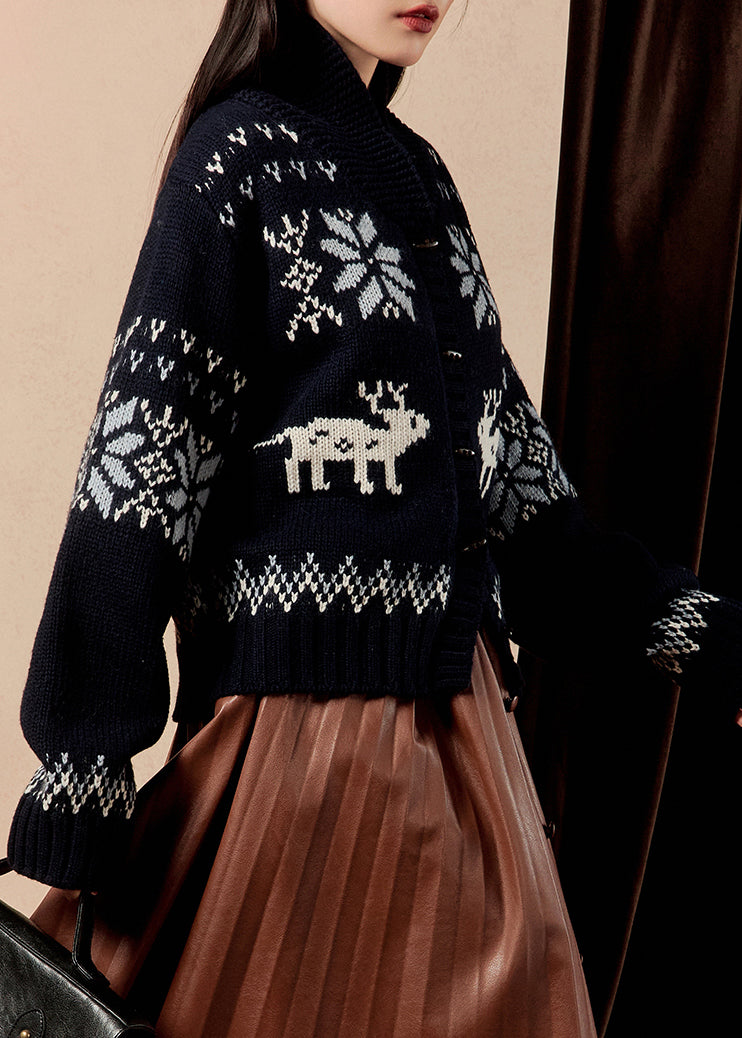 Luvik | Mukava tummansininen neuletakki nappikiinnityksellä talveksi