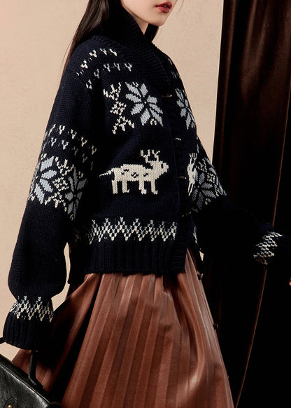 Luvik | Mukava tummansininen neuletakki nappikiinnityksellä talveksi