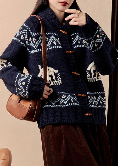 Luvik | Napaprikkatakki nappikauluksella tummansininen talvi