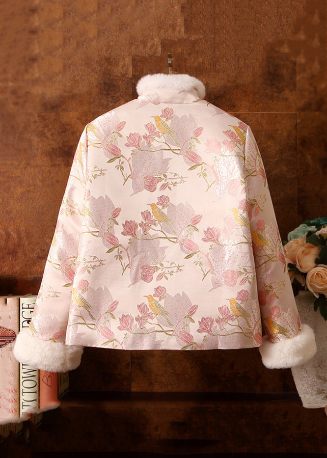 Luvik | Rosa Furkragen Fuzzy Ball Patchwork Canard Tepper Vinterjakker