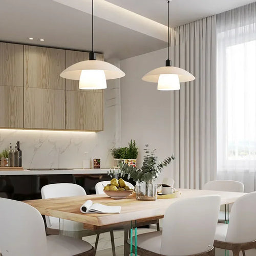 Moderne Japansk Pendellampe laget av Glass – Minimalistisk Hengelys for Spisestue og Kjøkken | Luvikno